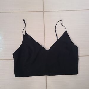 Aritzia Wilfred cropped black v-neck spaghetti strap tank